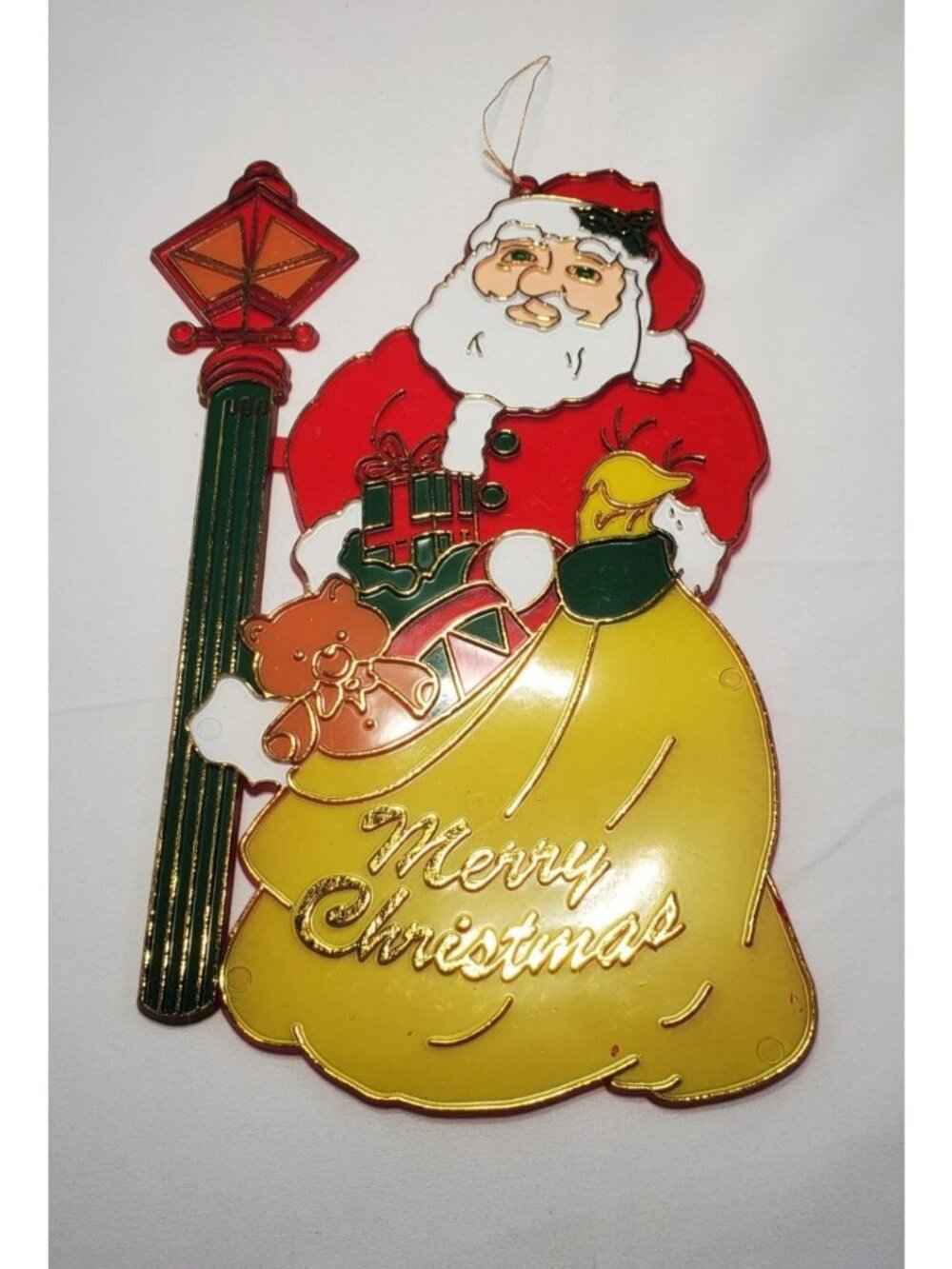Vintage Santa Christmas Ornament Suncatcher Window Hanging Decor 8.5'' Tall